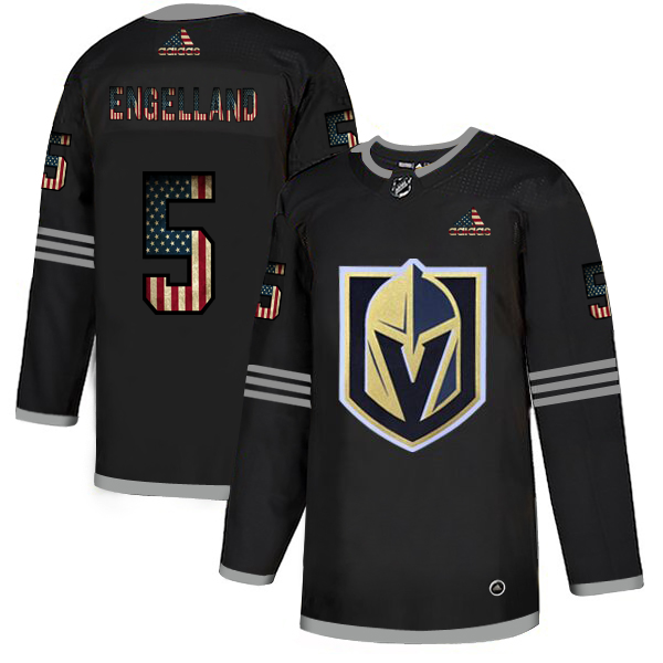 Vegas Golden Knights #5 Deryk Engelland Adidas Men Black USA Flag Limited NHL Jersey